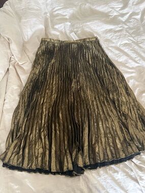 Banana Republic Metallic Gold Pleated Skirt